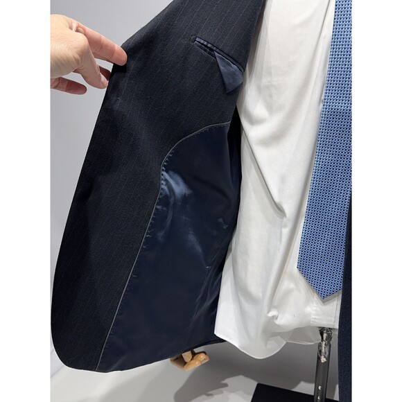 Banana Republic Navy Blue Pinstripe Blazer Tailored Slim Fit Men's Size 44R - Picture 7 of 10